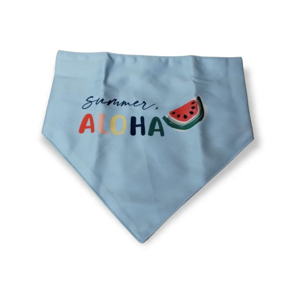 Tails and Noses Dog S to M Blue Summer, Aloha Blue Multi-Color Pet Bandana